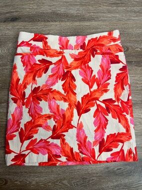 Chico’s Floral Skort Skirt Red Pink Leaf Print Built-In Shorts Size 0.5 (US 6)